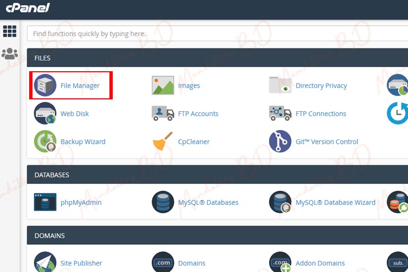 File Manager of cPanel