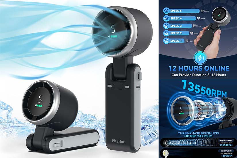 PlayHot 5 Gear Portable Handheld Turbo Fan: Beat the Summer